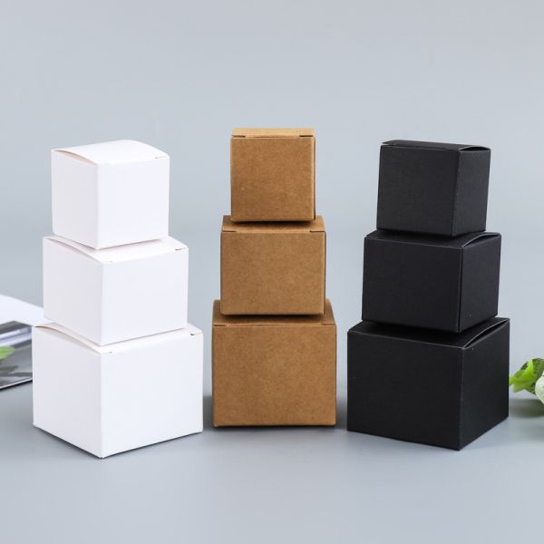 Minimalist Square Gift Box Set Multi Size Kraft  White Packaging for Jewelry Cosmetics Luxury Branding