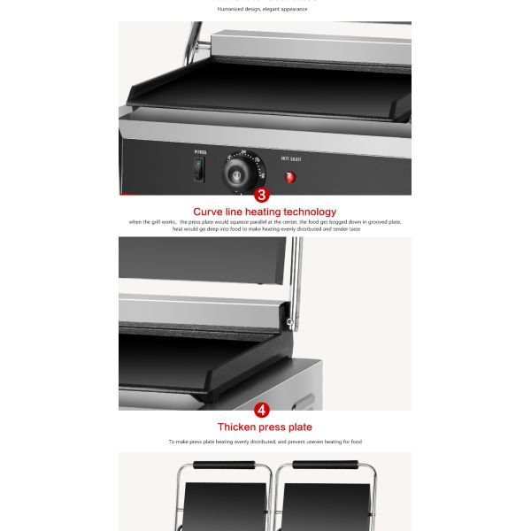 Полная плоская 2 в 1 двойная тарелка Panini Sandwich Press электрический контактный гриль для коммерческих