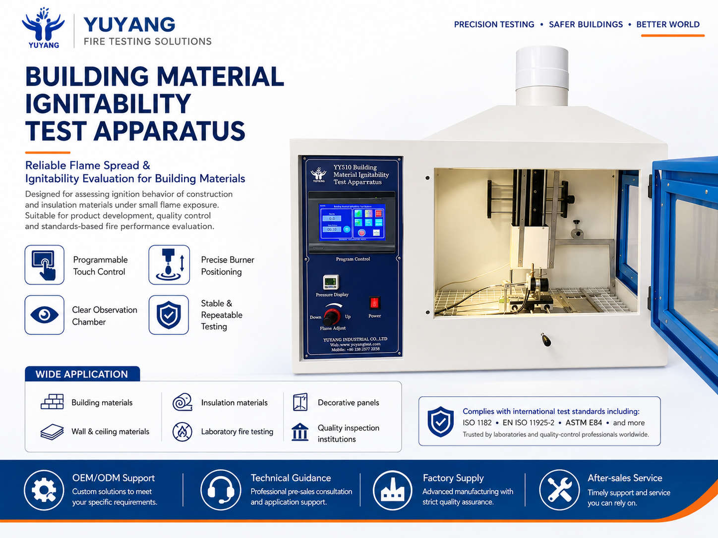 EN ISO 11925 Building Materials Ignitability Flammability Tester for Single Flame Source Test