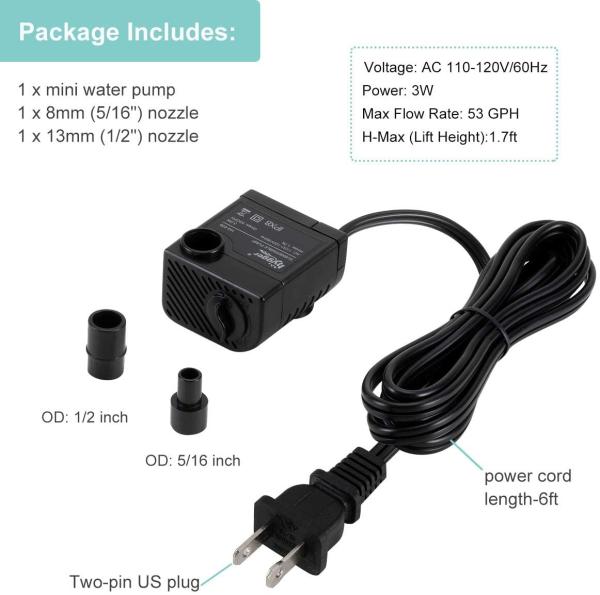Fish Tank  Mini 3 Watt Aquarium Water Pump