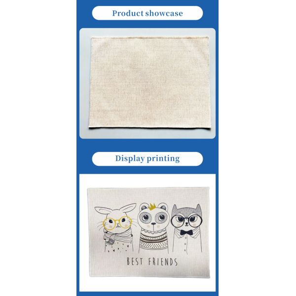 Wholesale Sublimation Blanks Flax Placemat Personalized Custom Linen Mat logo Christmas Gift Decoration