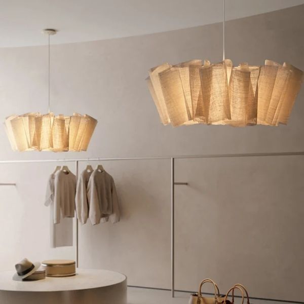Suspend Lamp Fixtures Dining Room Minimalism E27 Wabi Sabi Handmade Fabric Pendant Lights(WH-WP-131)