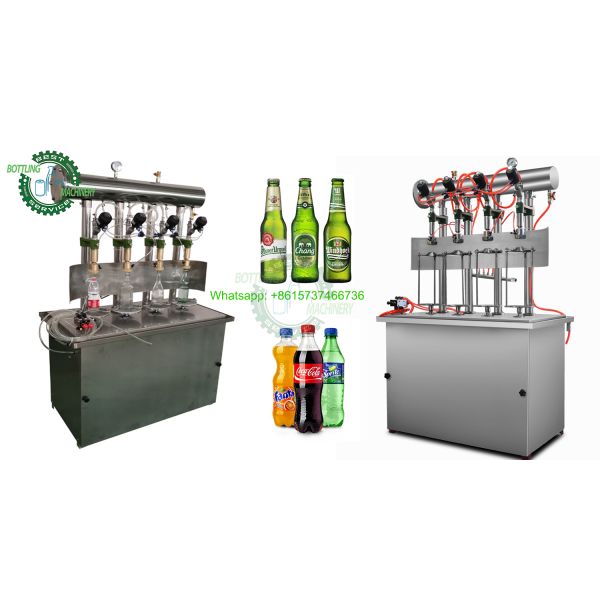 Stainless Steel Semi Auto 2 4 Head Nozzle 500ml Bottle Balance Pressure Carbonated Drink Bottling Machine