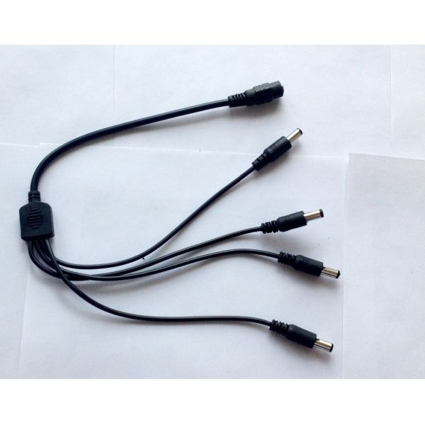Copper 1 Female to 4 Male Power Supply Splitter Converter for CCTV Camera DVR 12V