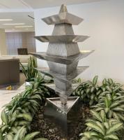 Decoración pública fuente de agua para jardín al aire libre escultura de acero inoxidable