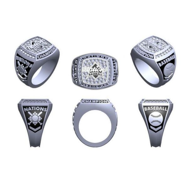 High Quality Custom Men's National Baseball Championship Rings for Youth with Display Case
