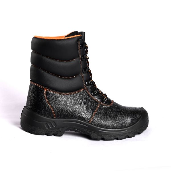 Black Leather Cut Steel Toe Protection Anti Slip Function Action Safety Shoes Shock Proof