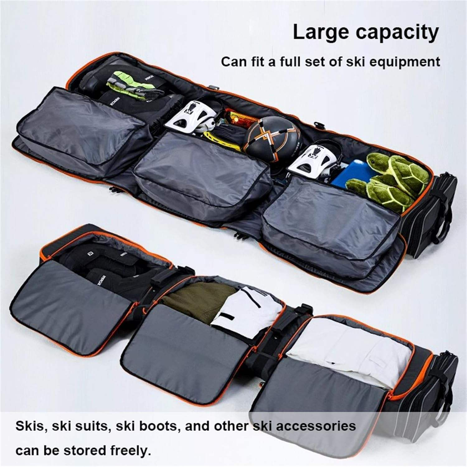 Mens Foldable Roller Snowboard Bag Customized Logo Print Waterproof Rolling Snow Ski Bag Convenient for Air Travel