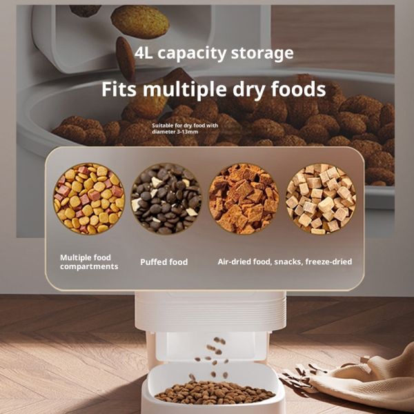 Automatic Eco-Friendly Plastic ABS Dog Cat Feeder Chargeable Battery-Powered LCD Display Timer Quadrate Bowls Waterproof IPX5