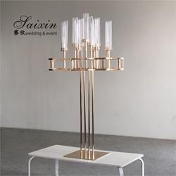 New saixin good quality 13 arms gold metal candelabra for wedding centerpieces
