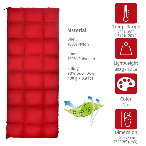 ISO9001 Down Filling 800g Polyester Sleeping Bag