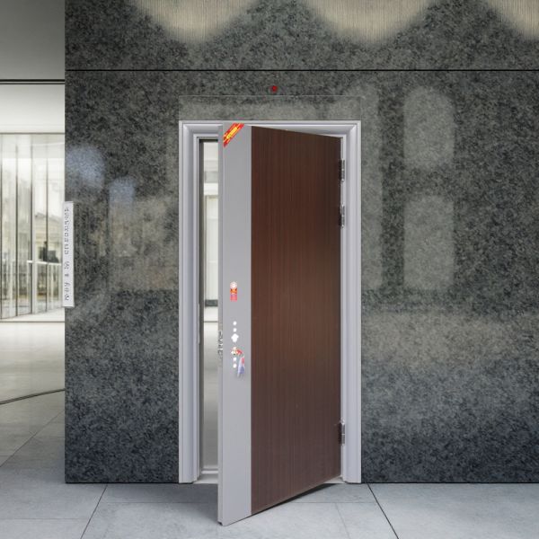Multiple Styles Thick Hotel Security Door Black Panel Steel Door For Exterior Entry