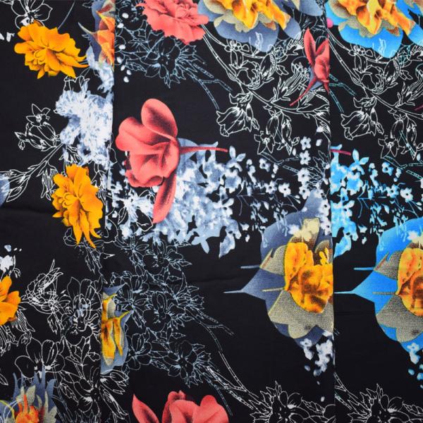 Soft Plain Viscose Rayon Fabric Floral Printed 100% For Dress Wedding