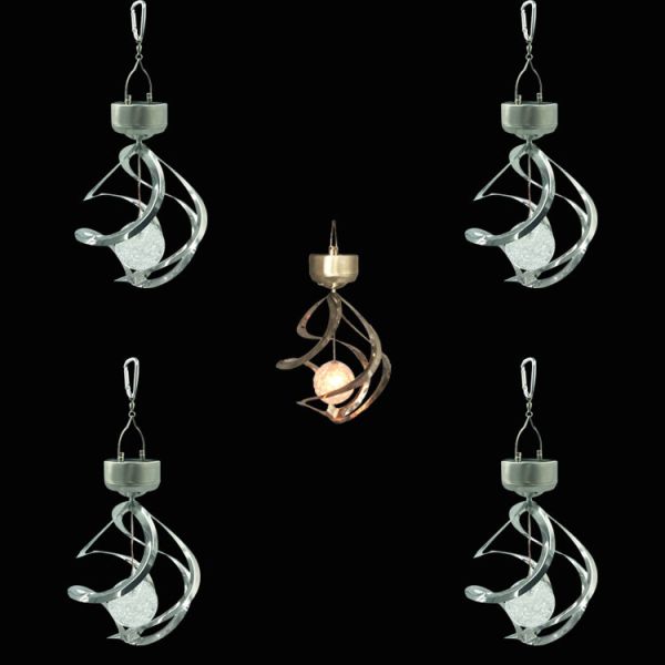 Spiral Solar Wind Chimes Lights Outdoor Waterproof Color Changing LED Lamp for Garden