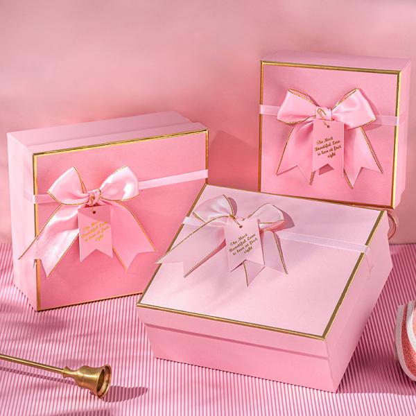Boîtes cadeaux rose Bowknot Boîtes à coquille pour cadeaux de demoiselles d'honneur Cadeaux personnalisables