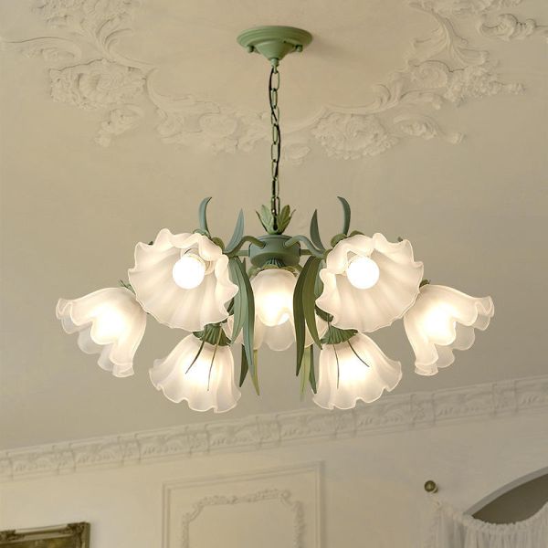 French Rustic Glass Chandelier Nordic Modern Dining Room Lights