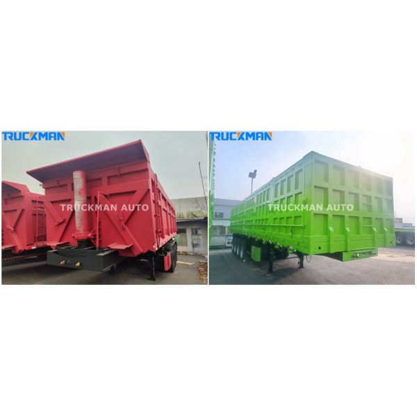 Durable 3 Axle 50 Tons U Shaped Cargo Body Dump Semi Trailer For Guyana
