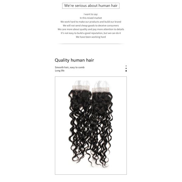 Fine Hand Tie 8A 10 inch Remy Human Hair Closure Water Wave 25.4cm