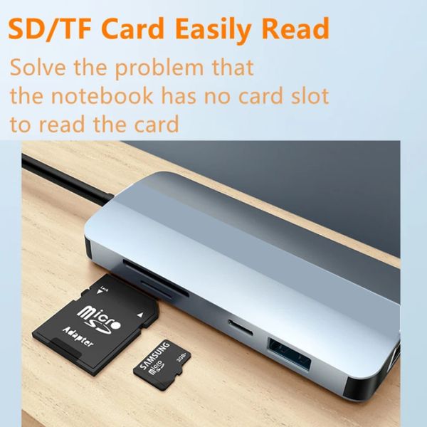 4K HDMI  9 In 1  USB- C Hub with USB 3.1  Multi Port Docking Station Adapter Mac Notebook