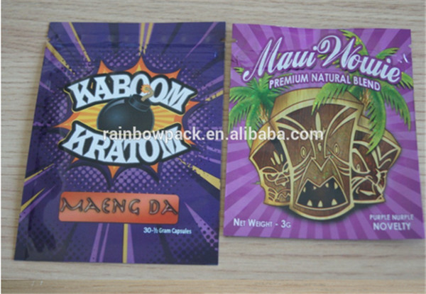 Печатания золота выдержки OPMS Kratom мешок ботанического пластичный ziplock для капсул kratom cannabinoids