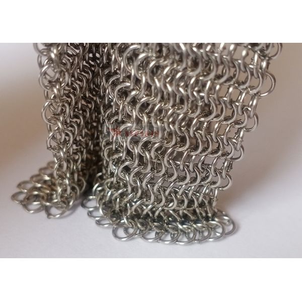 Welded Type Stainless Steel Chainmail Wire Mesh with 0.53mm Wire Diameter and 3.81mm Ring Diameter for Room Curtains