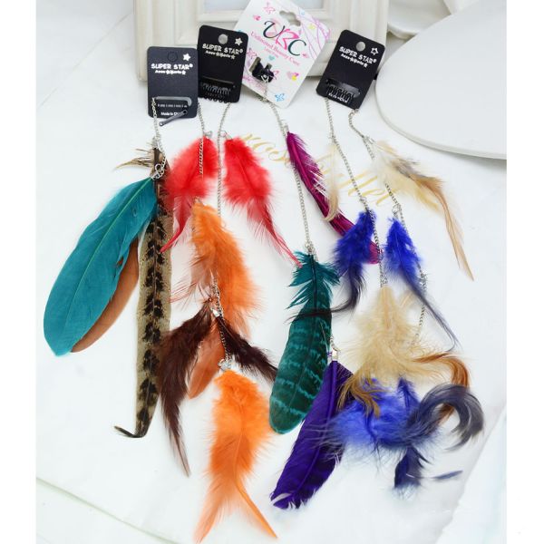 Bohemia long section of high spirit decorated with colored feathers hairpin hairpin