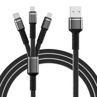 3 em 1 tipo de carregamento rápido de carregamento telefone celular do cabo 3A de 1.2m USB 2,0 de C