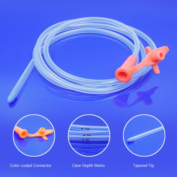 Sonda de alimentación gástrica de silicona médica 4-20FR para nutrición enteral