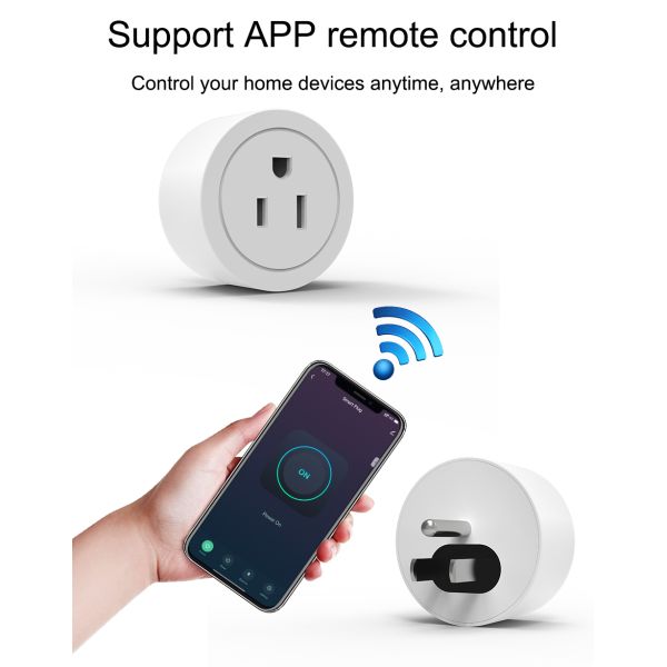 Compact Round WiFi Smart Wiring Devices Energy Monitoring Outlet Plug 10A For Home Automation