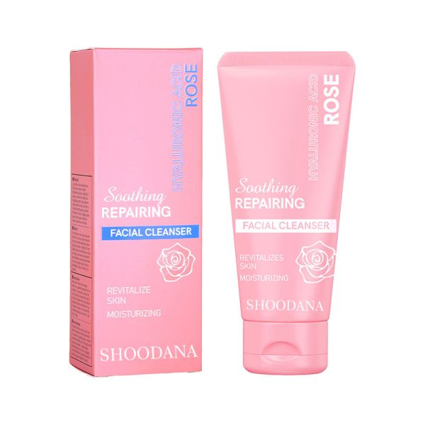 Rose & Hyaluronic Acid Face Wash Hydrating Moisturizing Delicate Skin Care Foaming Deep Cleans Face Wash Facial Cleanser