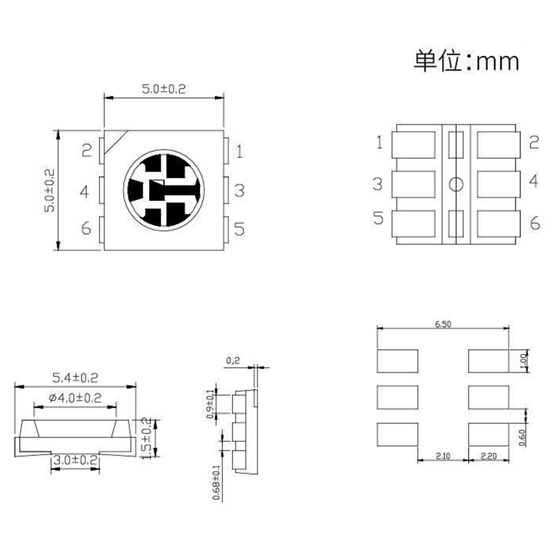 5050 RGB SMD LED Flace Surface Mount Device Package для внутренних и наружных помещений