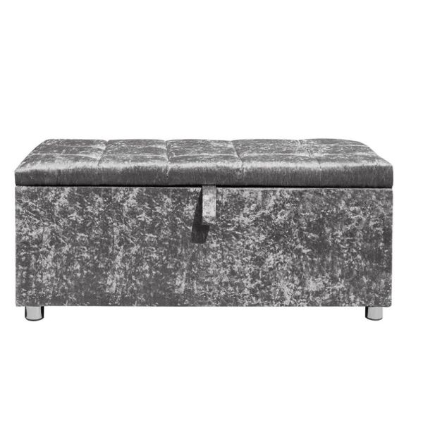 Серебр диаманта толкотни задавил ящик для хранения Ottoman складной Ottoman бархата