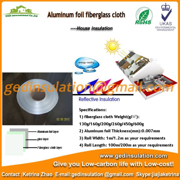 Fiber glass insulation coating aluminum foil for roof insulate
