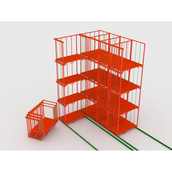 Red Orange 30*50mm Upright 150KG Capacity Stackable Stillages
