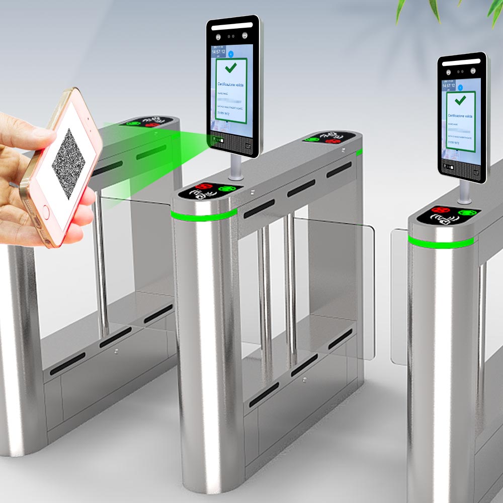 Термометр опознавания читателя кода пропуска QR зеленого цвета ЕС C19 Verifica лицевой