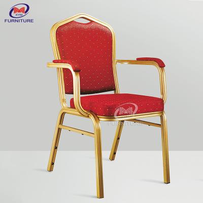 Iron Aluminum Hotel Banquet Upholstered Arm Chairs For Dining Room