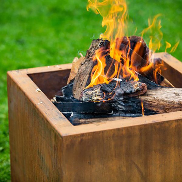 Outdoor Wood Burning Square Metal Fire Pit 600 X 600 X H500mm