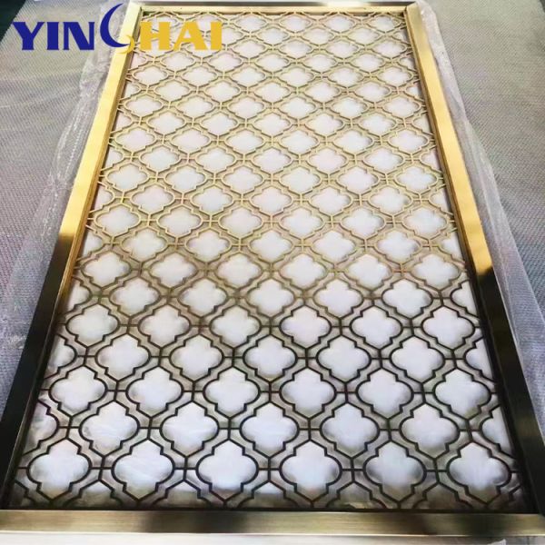 Modern Stainless Steel Screen Partition Decorative Gold Metal Room Divider For Bedroom