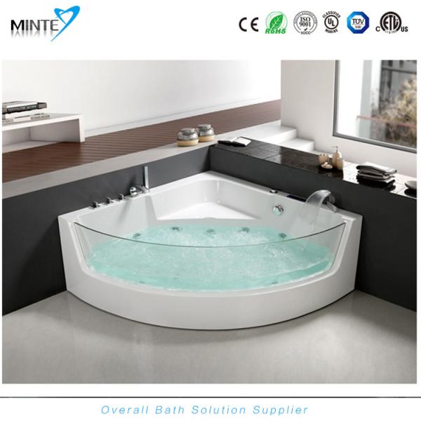 Spa Classic Corner Jacuzzi Tub , Corner Whirlpool Tub With Transparent Glass Window