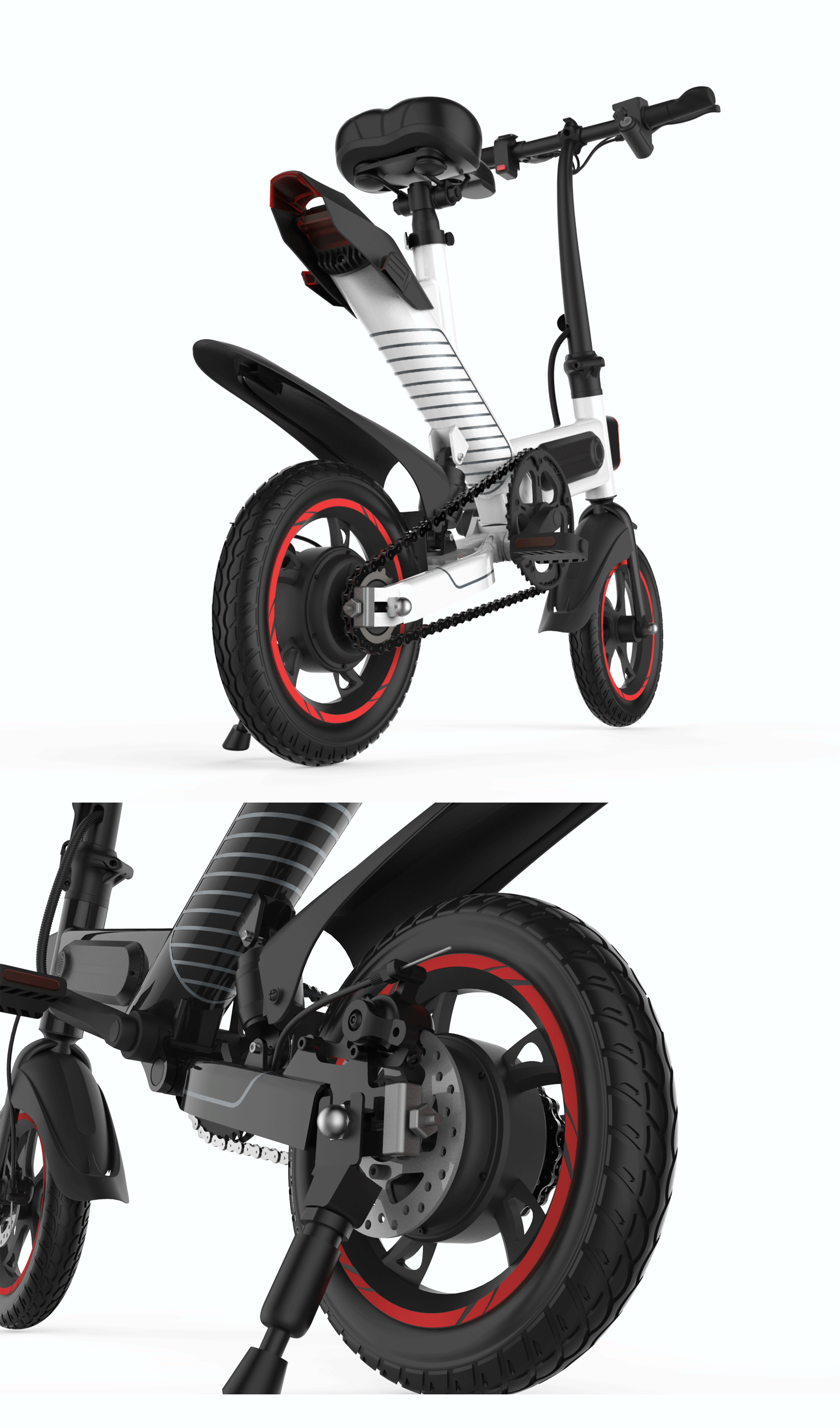 Collapsible Electric Commuter Bike , Electric Powered Bicycles Inflated Tire
