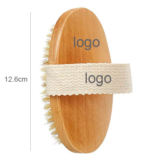 Sisal Bristle Dry Body Brush for Exfoliating Cellulite and Massaging Dry Skin in Wood Color