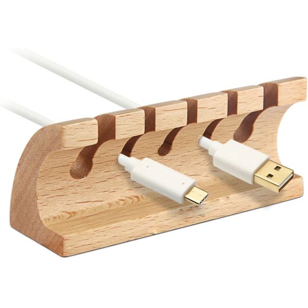 9*4*3 см Деревянный столовый организатор натуральный бамбук для управления кабелями