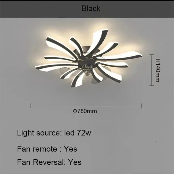 Remote Control Living Dining Table Room Bedrooms Fan Lighting Fixtures Petals led Ceiling fan light(WH-CLL-57)