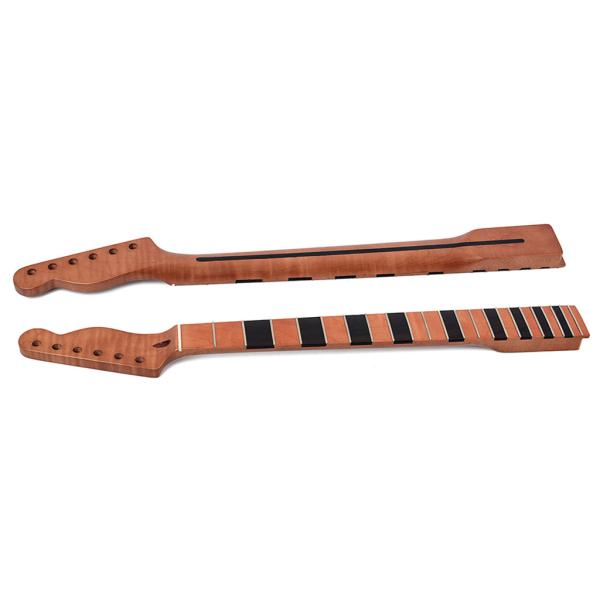 22 Fret Tiger Flame Maple Guitar Neck Replacement TL Electric Guitar Neck Adjustable Truss Rod