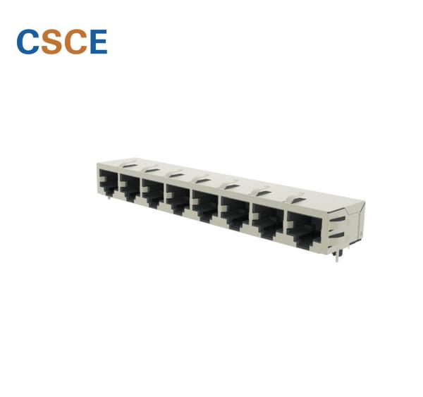 Metal Shielded RJ45 Jack 8 Port Contact Material Phosphor Bronze Diameter 0.46mm With EMI