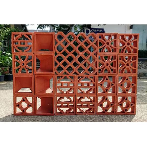 Fence Red Terracotta Bricks Decorative Hollow Wall Tile Clay Breeze Block Clay Ventilation