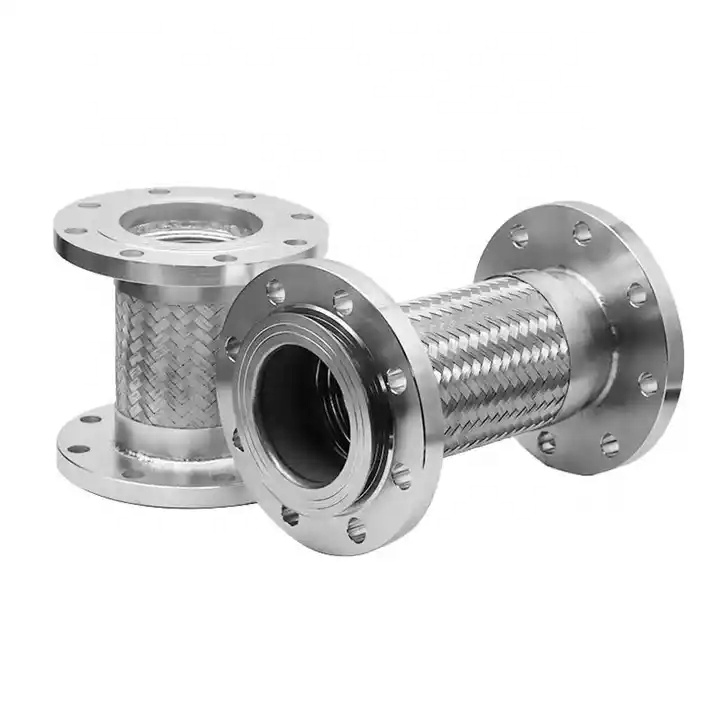 Гибкая металлическая гофрированная труба с фланцевым соединением Серебряный шланг из нержавеющей стали 304 316