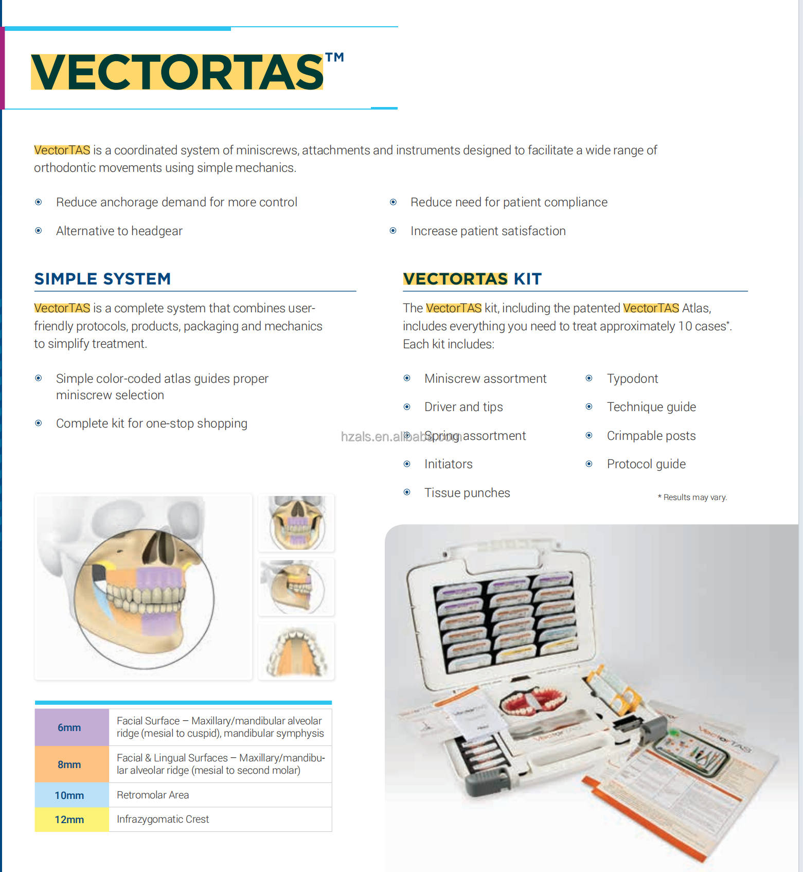 Ormco VectortTAS Titanium Miniscrew Orthodontic Dental Implant Temporary Anchorage System