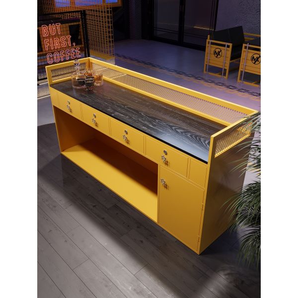 Versatile Multi-Purpose Container Reception Desk Milk Tea Coffee Shop Iron Metal Industrial Bar Counter