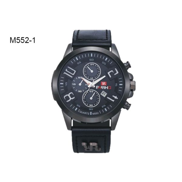 Chronograph Date Men's Quartz Watch Stainless Steel Case Back Casual Watch M552